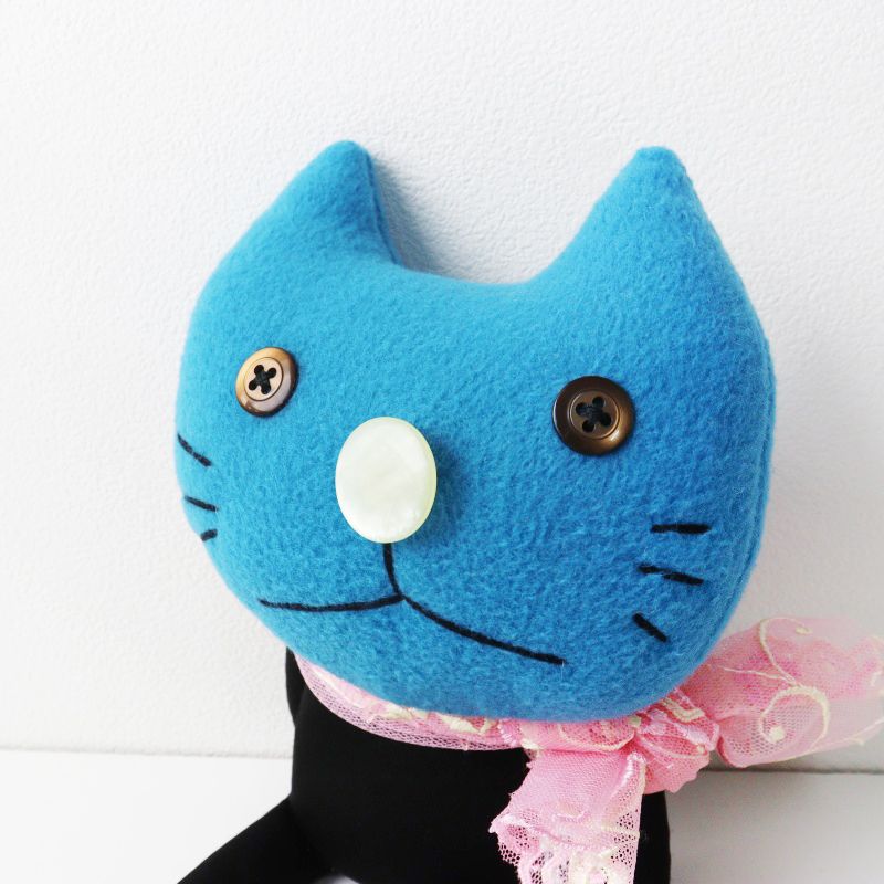 ボビーダズラー BOBBY DAZZLER ネコ ぬいぐるみ＼ブルー ブラック 一点