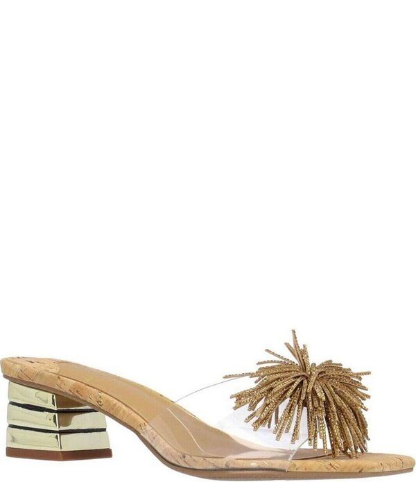 ジェイレニー レディース シューズ サンダル J Renee Ozara Vinyl Cork Pom Ornamentedresslide Sandals ClearNatural