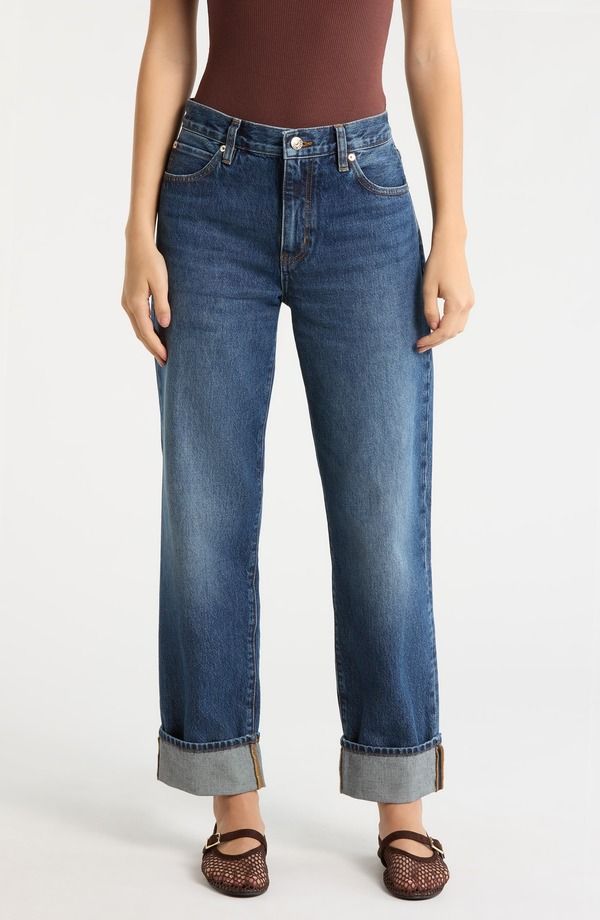 フレーム レディース ボトムス デニムパンツ ストレート ハイウエスト ジーンズ FRAME The Hang High Waist Cuffed Straight Leg Jeans Acumen