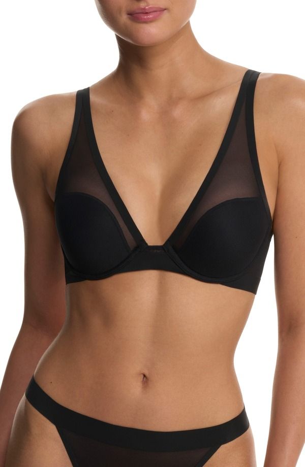 ナトリ レディース トップス Tシャツ Natori True Zen Plunge TShirt Bra Black ブラック