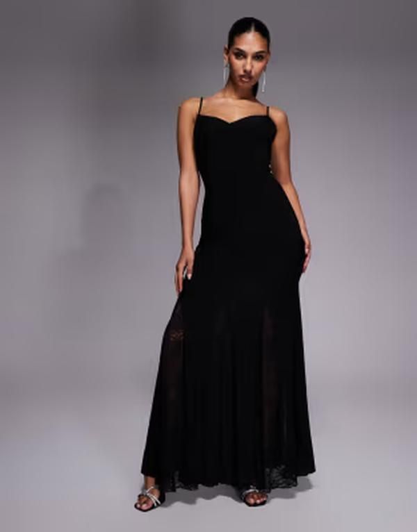 ファッションキラ レディース トップス ワンピース レース マキシ Fashionkilla exclusive slinky lace goget detailow back cami maxi d