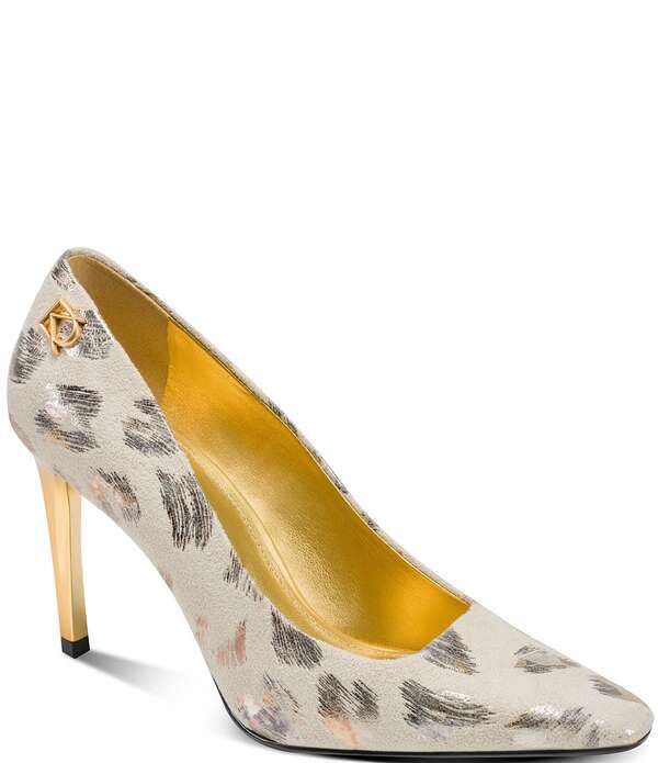 ダナキャラン レディース シューズ ヒール トール Donna Karan Savita Brushstroke Metallic Pointed Toe Dress Pumps Leopard アニ