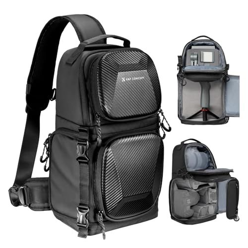 K&F Concept カメラバッグ スリングバッグ カメラショルダーバッグ 大容量 10L 2気室 サイドアクセス 仕切り調整可 一眼レフバッグ おしゃれ 撥水加工 耐衝撃 軽量 小物入れ カメラアクセサリー収納バッグ 旅行/出張/アウトド 45cf74b7