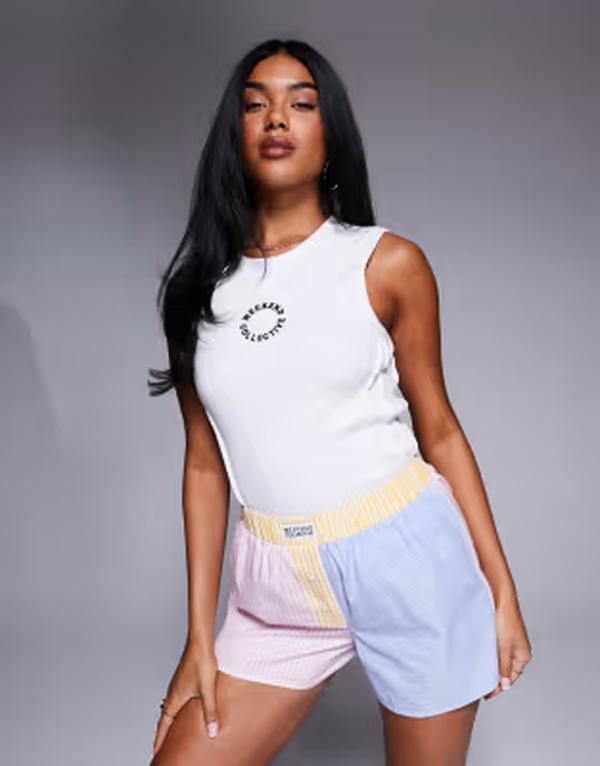 エイソス レディース ボトムス ハーフパンツ・ショーツ ショートパンツ ASOS Weekend Collective Weekend Collective woven shorts in mix a