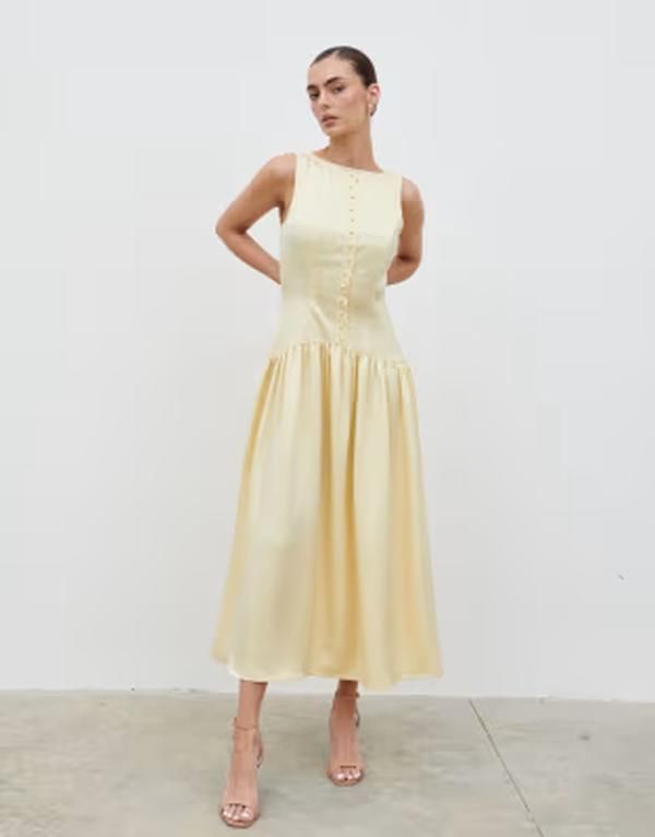プリティラヴィッシュ レディース トップス ワンピース ボタンダウン サテン ダウン Pretty Lavish satin button down dropped waist midaxi dres