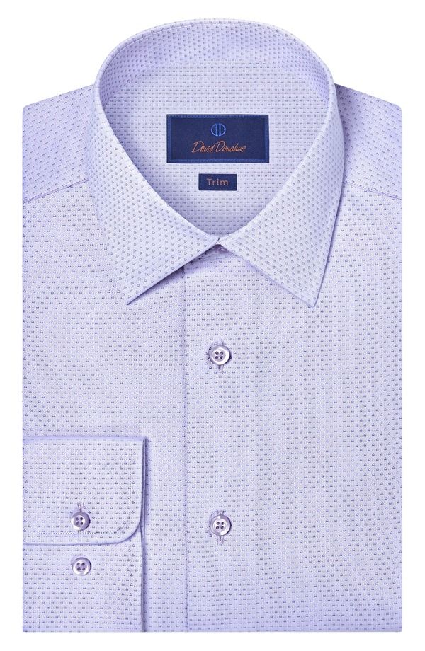 デイビッドドナヒュー メンズ トップス シャツ コットン Davidonahue Trim Fit Light Purple Micropattern Cotton Dobby Dresshirt L