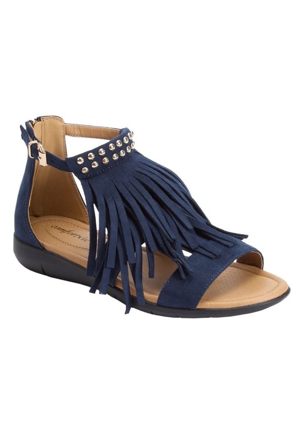 コンフォートビュー レディース シューズ サンダル Comfortview The Carmella Sandal Navy ネイビー