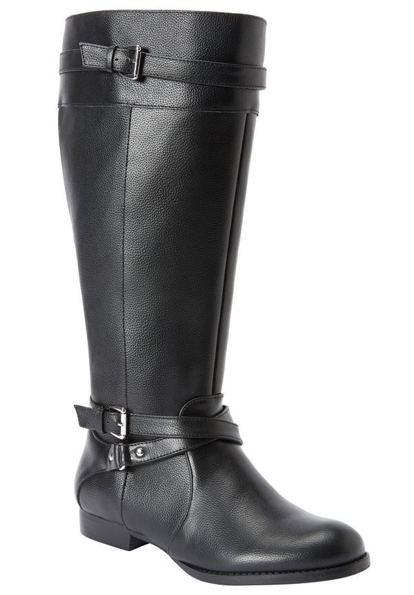 コンフォートビュー レディース シューズ ブーツ・レインブーツ レザー Comfortview The Janis Wide Calf Leather Boot Black ブラック