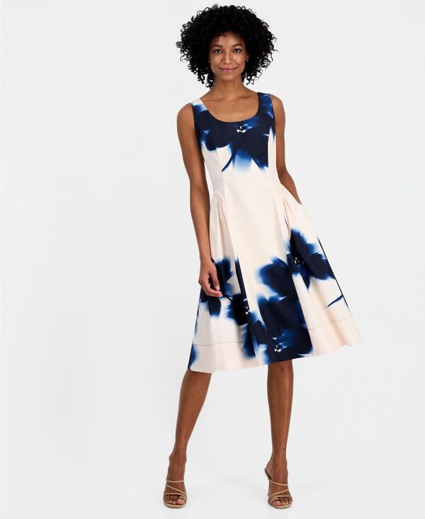 ロビー・ビー レディース トップス ワンピース ノースリーブ Robbie Bee WomenscoopNeck Sleeveless Party Dress Cream Navy クリーム