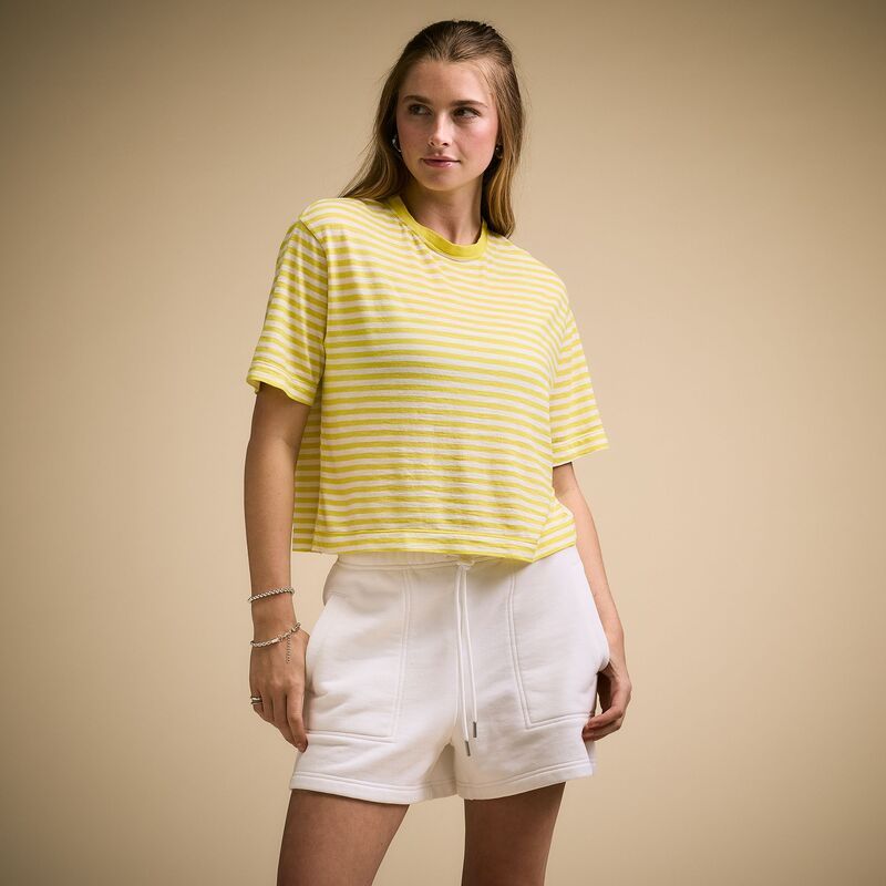 キャリー レディース トップス シャツ CALIA Womens Everyday Sluboxy Crew Tart Yellow Hype Stripe イエロー