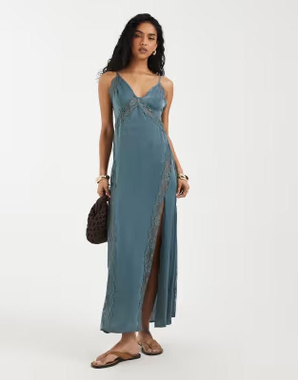 フリーピープル レディース トップス ワンピース マキシ Free People some kind of love maxi slip dressTORM ブルー