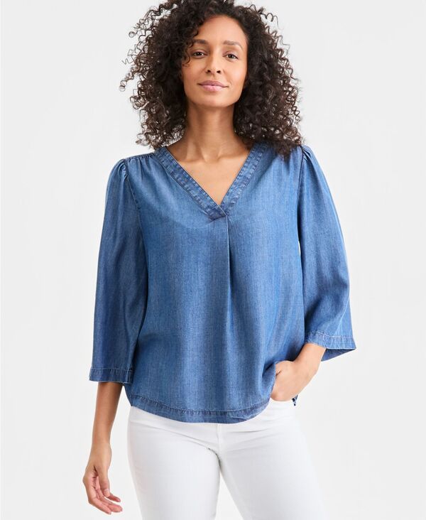 スタイルアンドコー レディース トップス シャツ Vネック Style Co Womens VNeck Chambray Top Chambray 9,105円