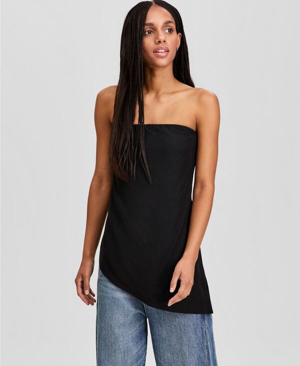 アンドノウディス レディース トップス シャツ アシンメトリー ストラップレス And Now This Womens AsymmetricalHem Strapless Top Black ブラック