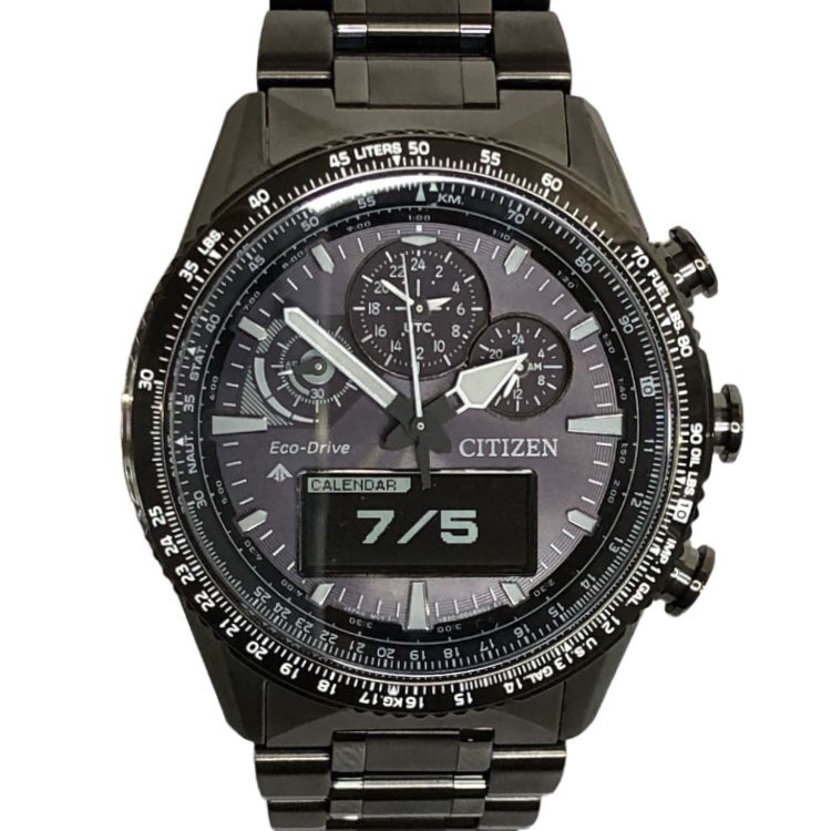 CITIZEN シチズン プロマスター SKYシリーズ JV2005-58E エコドライブ ソーラー ブラック文字盤 メンズ 腕時計 中古 美品 T11393548