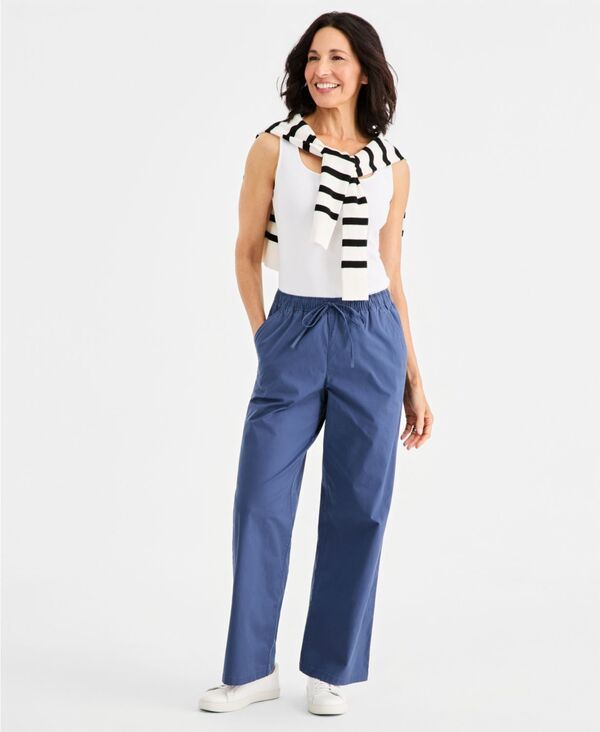 スタイルアンドコー レディース ボトムス カジュアルパンツ Style Co Womens WideLeg PullOn Pants New Uniform Blue ブルー