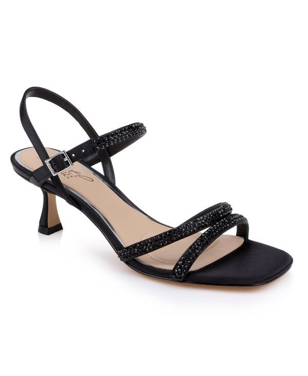 ジュウェルダグレイミシュカ レディース シューズ サンダル Jewel Badgley Mischka Womens Zianna Square Toe Dressandals Black Satin