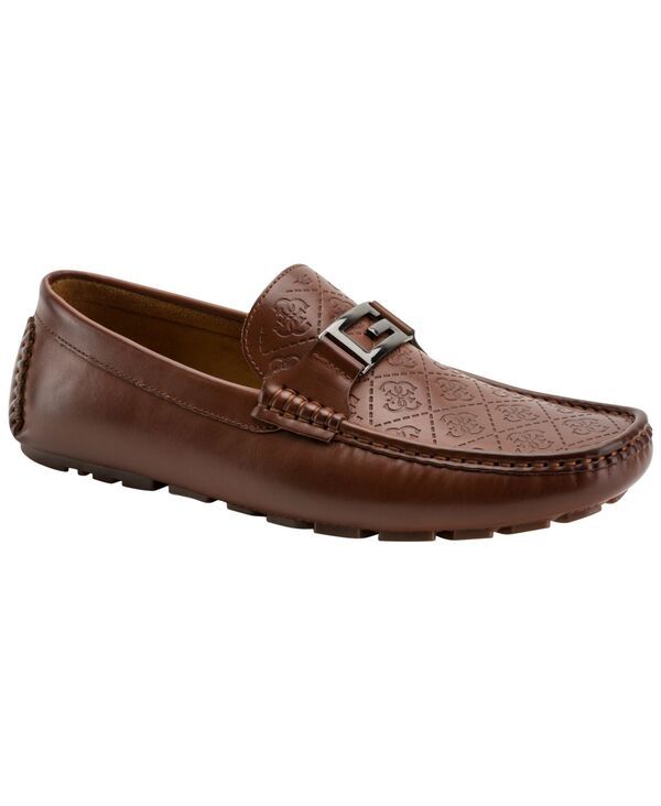 ゲス メンズ シューズ スリッポン・ローファー GUESS Mens Ayova Dress Driving Loafers Cognac Logo