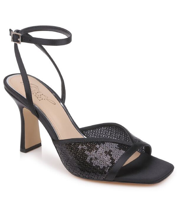 ジュウェルダグレイミシュカ レディース シューズ サンダル Jewel Badgley Mischka Womens Zaha Square Toe Dressandals Black Satin ブ