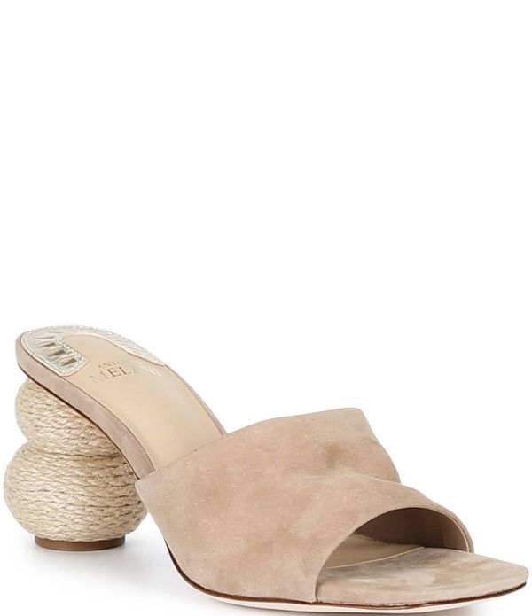 アントニオ メラーニ レディース シューズ サンダル スエード ヒール Antonio Melani Brynlee Suede Rope Ball Raffia Heel Slide Sandals