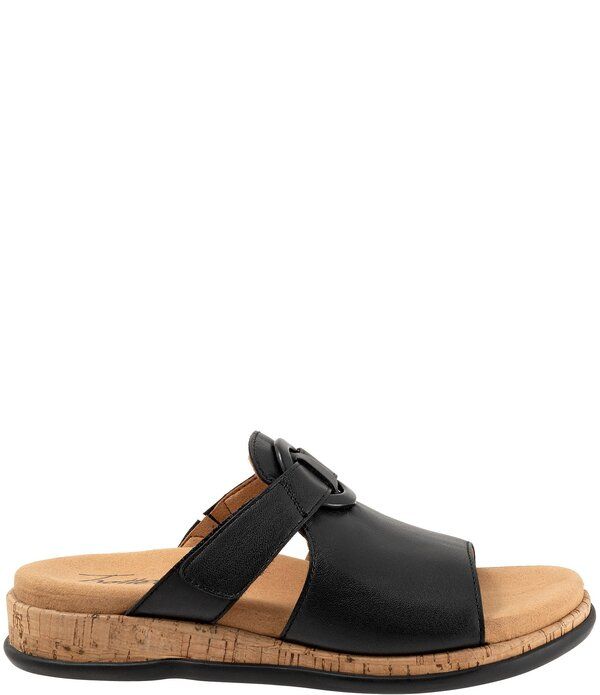 トロッターズ レディース シューズ サンダル レザー Trotters Ginnie Leather Cork Wedge Slide Sandals Black ブラック
