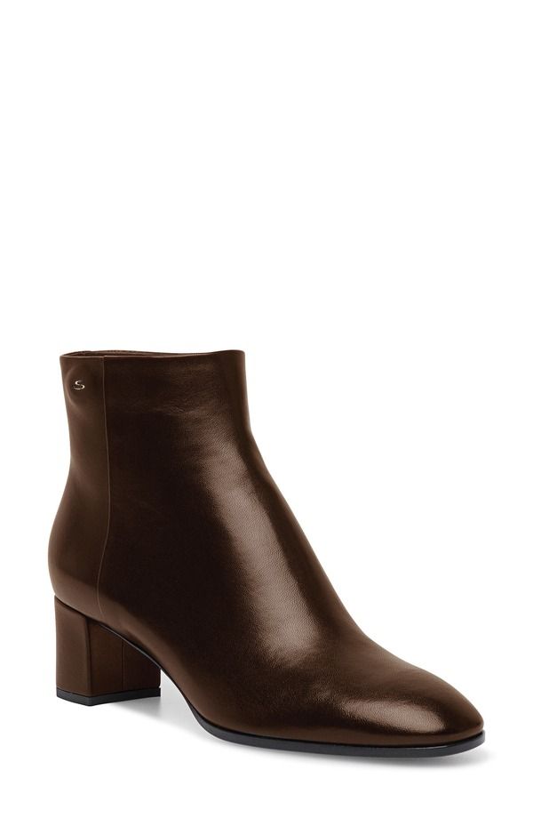 サントーニ レディース シューズ ブーツ・レインブーツ アンクル レザー ヒール Santoni Womens leather midheel ankle boot Women DARK BROWNT