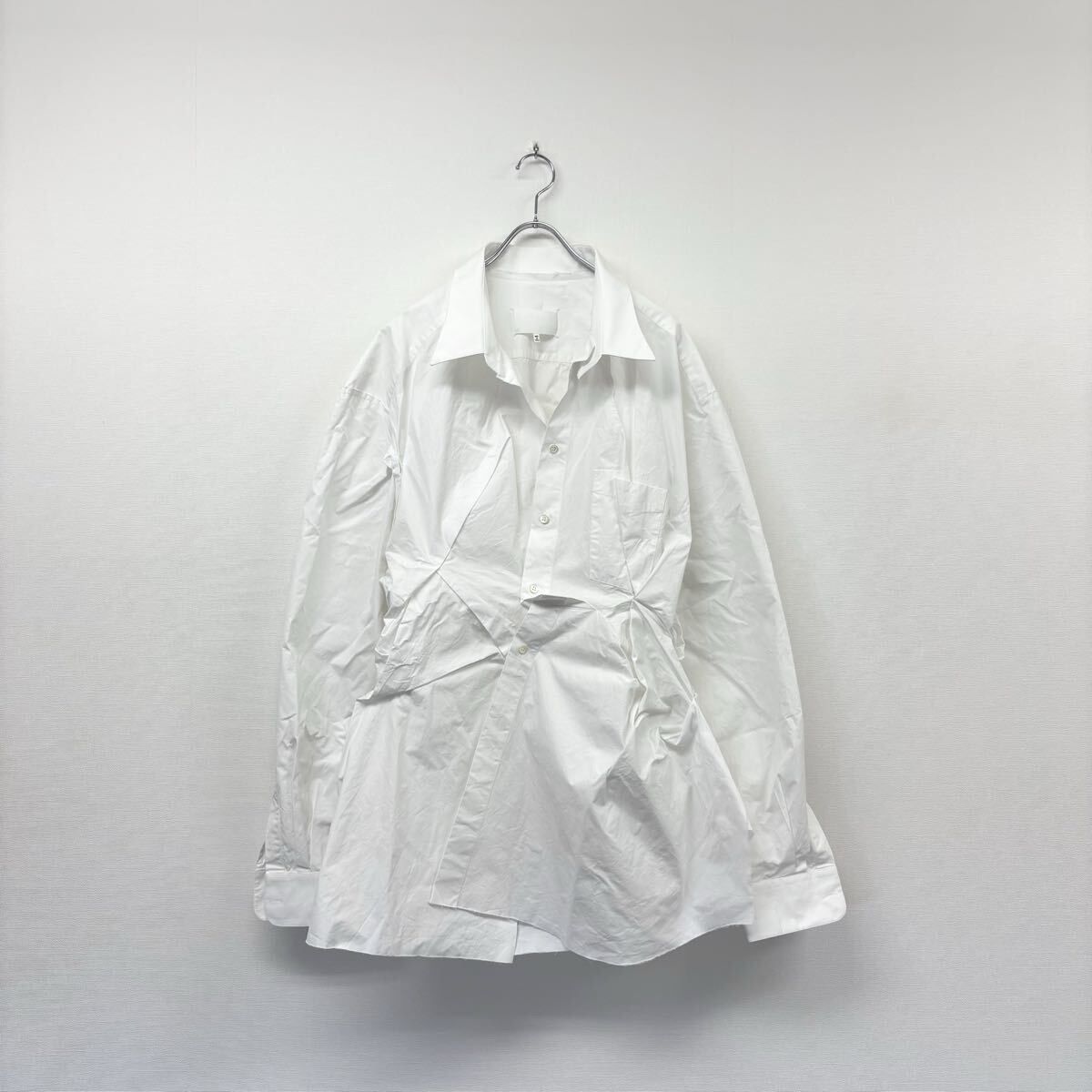 24ss 2024 Maison Margiela メゾン マルジェラ Frayed cotton poplin shirt 変形 デザイン シャツ 白タグ S29DL0213 サイズ 50 807-0200 24,480円