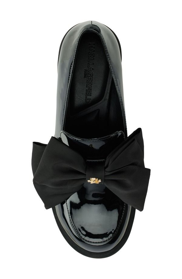 カール ラガーフェルド レディース シューズ オックスフォード ローファー KARLAGERFELD PARIS Camilia Bow Loafer Women BLACK ブラック