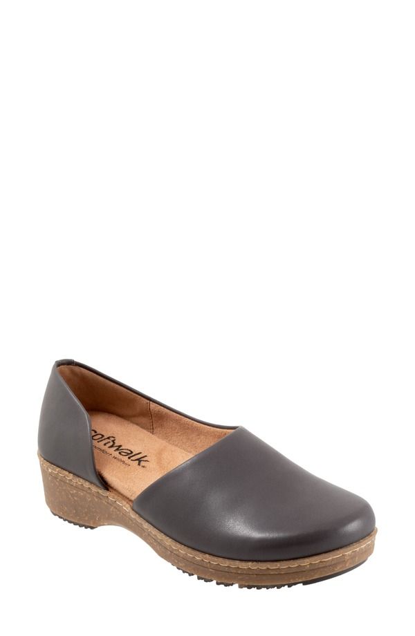 ソフトウォーク レディース シューズ サンダル SoftWalk Addie Half dOrsay Clog Women DARK GREY グレー