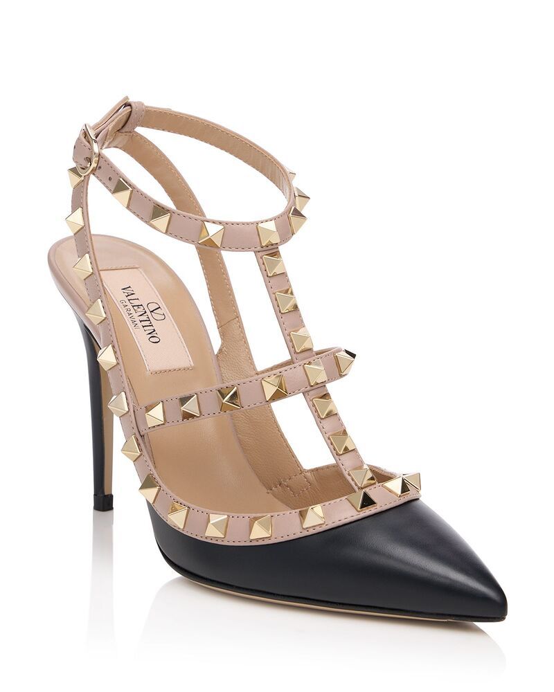 ヴァレンティノ レディース シューズ パンプス Valentino Garavani Womens Rockstud Embellished Caged Pumps BlackPoudre ブラック