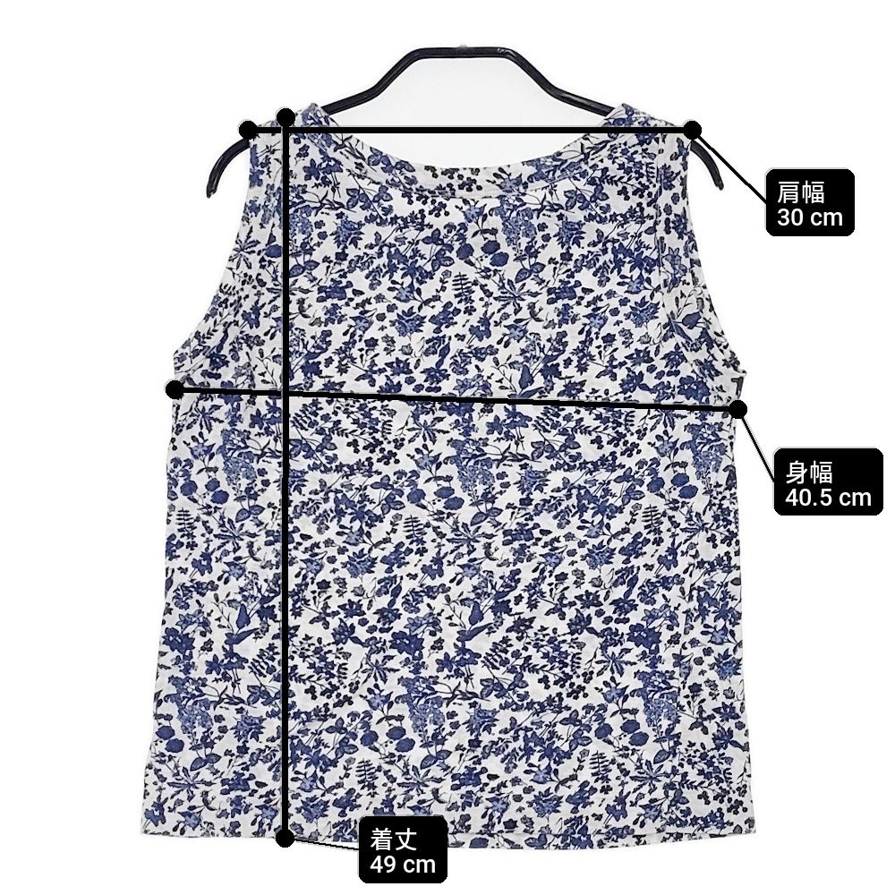 美品★45R 45rpm 綿100% 小花柄ノースリーブ タンクトップ 3 45R/45rpm 小花柄 コットン ノースリーブカットソー 日本製 サイズ1