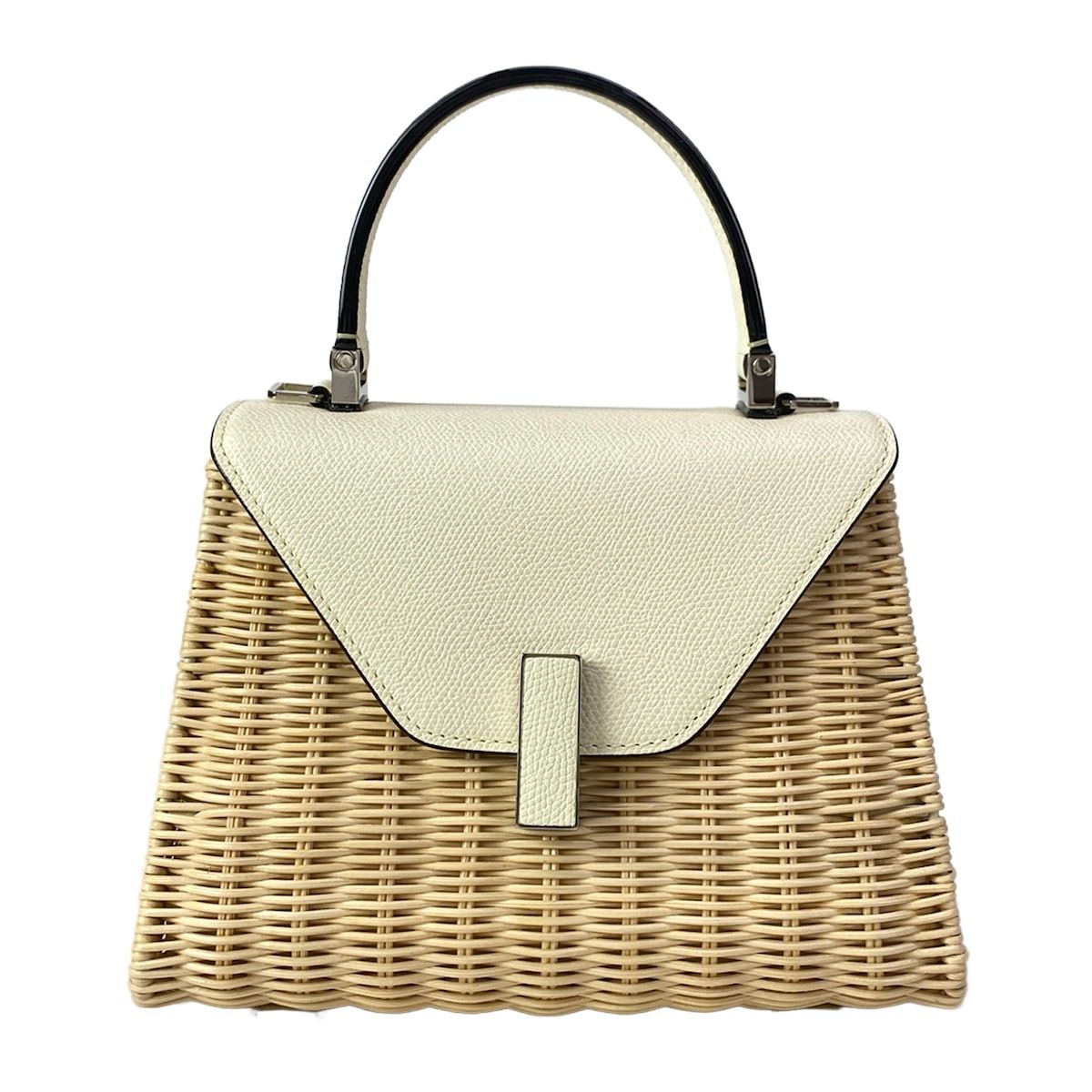 Valextra(ヴァレクストラ) ハンドバッグ美品 ミニ イジィデ ウィッカー WBES0049611ZOC99MGWW ベージュ×アイボリー レザー