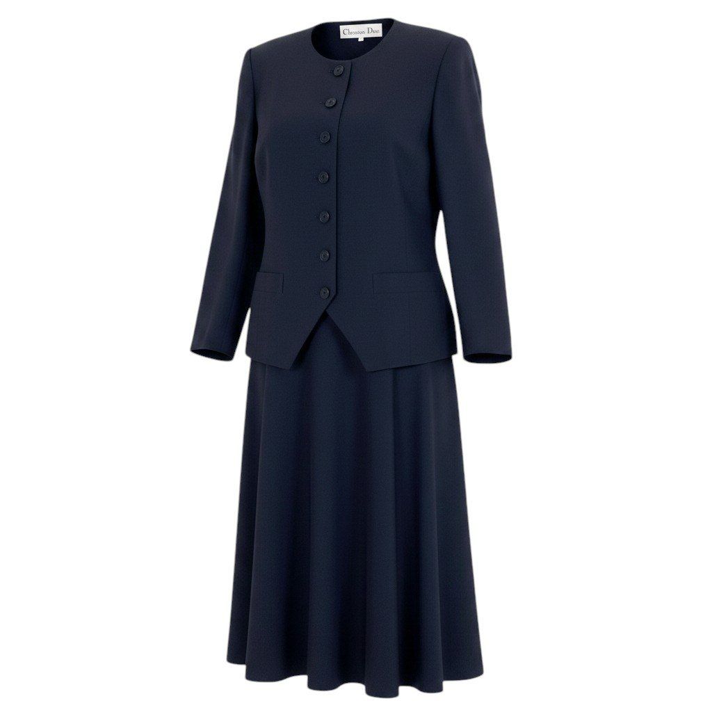 Eg11 Christian Dior クリスチャンディオール セットアップ スカートスーツ ノーカラージャケット フレアスカート サイズ13 ネイビー レディースo07t 19,809円