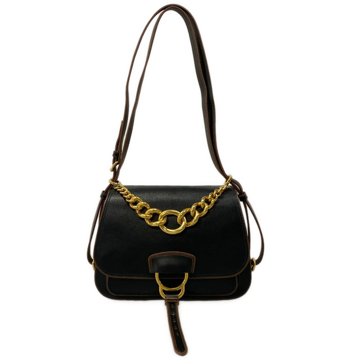 miumiu(ミュウミュウ) ショルダーバッグ ダリア 黒×ブラウン チェーンハンドル/2way レザー 48,540円