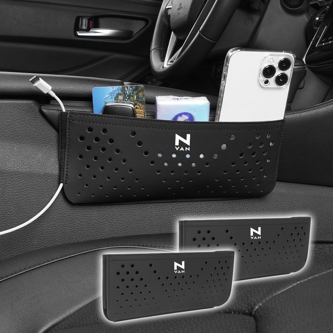 N-VAN 適用 車用 収納ポケット 粘着式 ロゴ付き NVAN JJ系 e: FUN L4 L