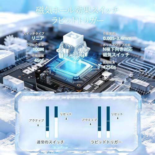 【ATTACK SHARK R68HE 冰忍】磁気スイッチ ゲーミングキーボード 有線 68キー 65% ラピッドトリガー0.005mm(設定により)256Kスキャン 最大8000Hzポーリング 低遅延 RGBサイドライト 6層吸音 HIFI打鍵音 カーボJu 【ATTACK SHARK R68HE 冰忍】磁気スイッチ ゲーミングキーボード 有線 68キー 65% ラピッドトリガー0.005mm(設定により)256Kスキャン 最大8000Hzポーリング 低遅延 RGBサイドライト 6層吸音 HIFI打鍵音 カーボJu