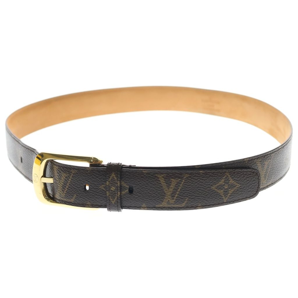 良品　ルイ・ヴィトン　サンチュール　ベルト　レザー　ブラウン　ロゴ　金具 LOUIS VUITTON (ルイヴィトン) モノグラム サンチュール エリプス