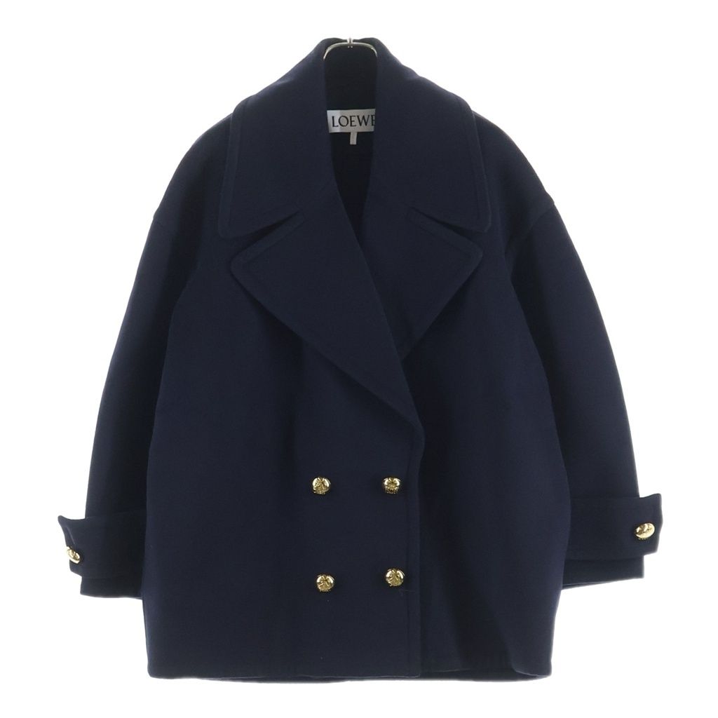LOEWE (ロエベ) ぺブル 金ボタン ウールピーコート ネイビー #34