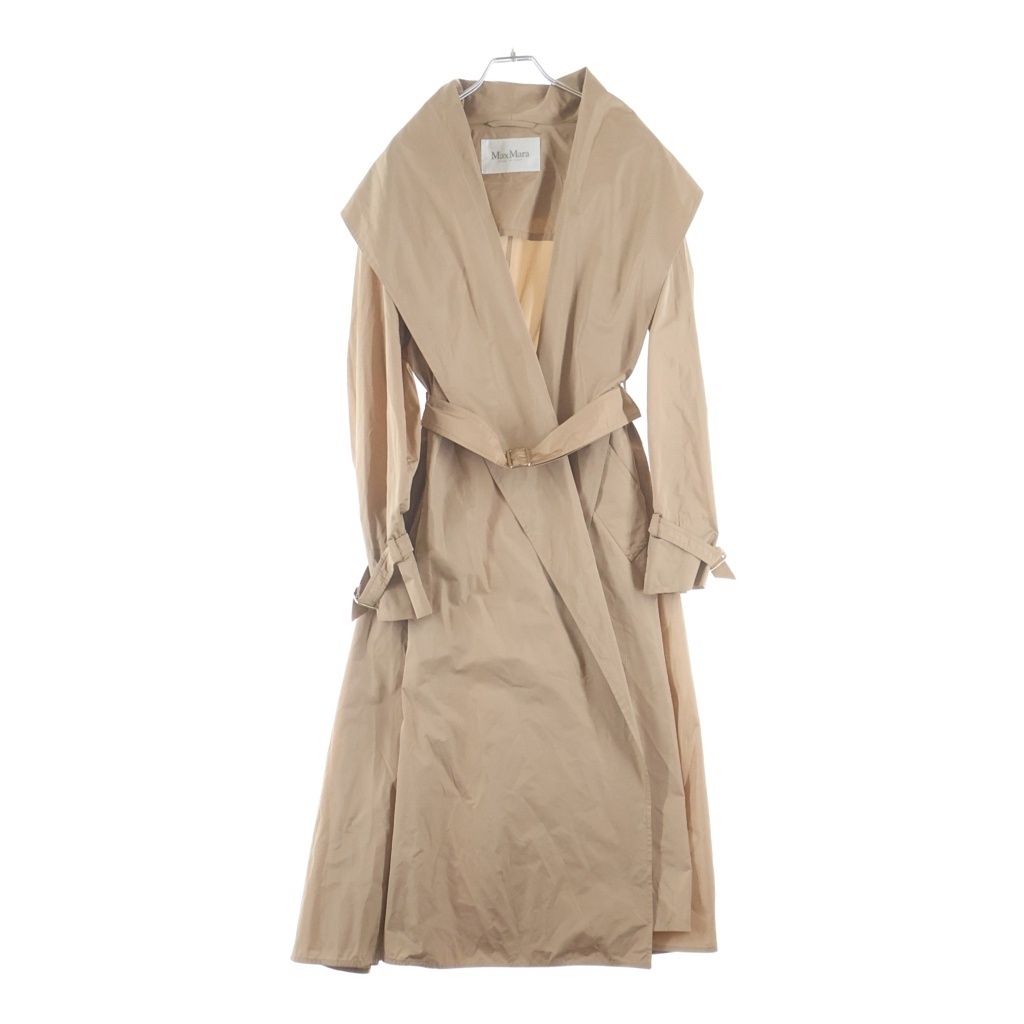 Max Mara (マックスマーラ) ベルテッド スプリング ロングコート ポリエステル シルク ベージュ 112104016 00 レディース