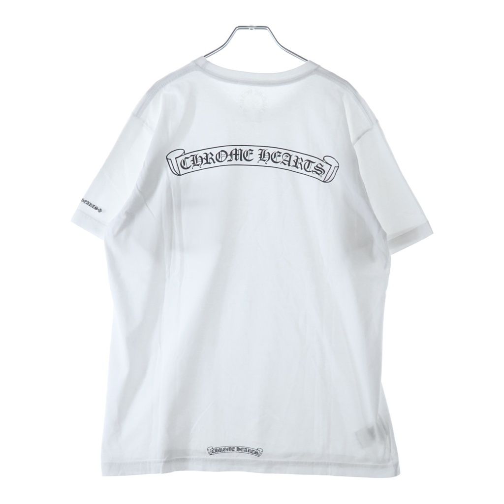 CHROME HEARTS (クロムハーツ) Back Scroll Logo Tee バックスクロール 胸ロゴ ポケット Tシャツ ホワイト