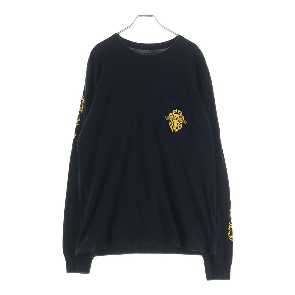 CHROME HEARTS (クロムハーツ) VINE DAGGER L/S TEE ヴァインダガーアームロゴプリント 長袖Tシャツカットソー ブラック/イエロー