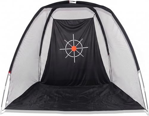 【新品】ゴルフ練習ネット 大型 幅2.4m x 高さ1.8m ターゲット的付き 自宅 室内 屋外 初心者 折りたたみ コンパクト収納 ブラック 460ba52b