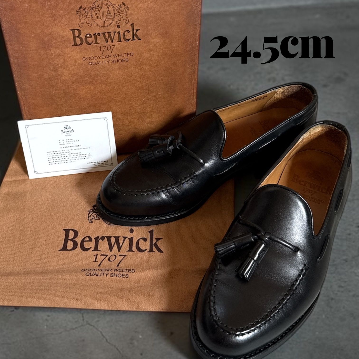 【バーウィック】タッセルローファー　黒　24.5cm 8491 ダイナイトソール　グッドイヤーウェルテッド　Berwick