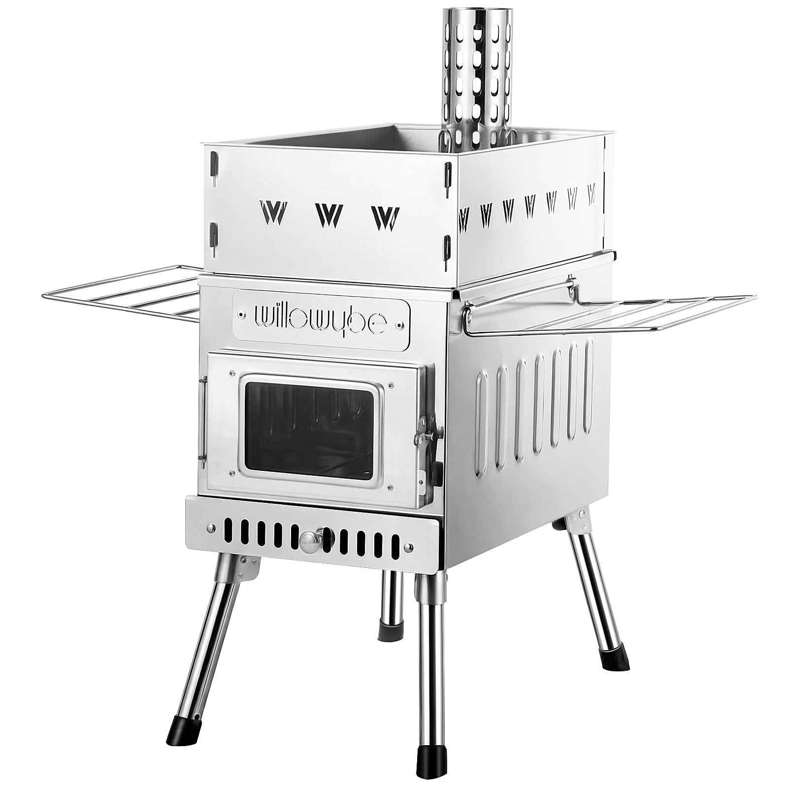 WillowyBe アウトドアサウナ用ホットテントストーブ ― ロケットストーブ式ヒーター、ポータブルキャンプ用薪ストーブ。ドライサウナ用および調理用として使用でき、夫や友人とのアウトドアに最適です。