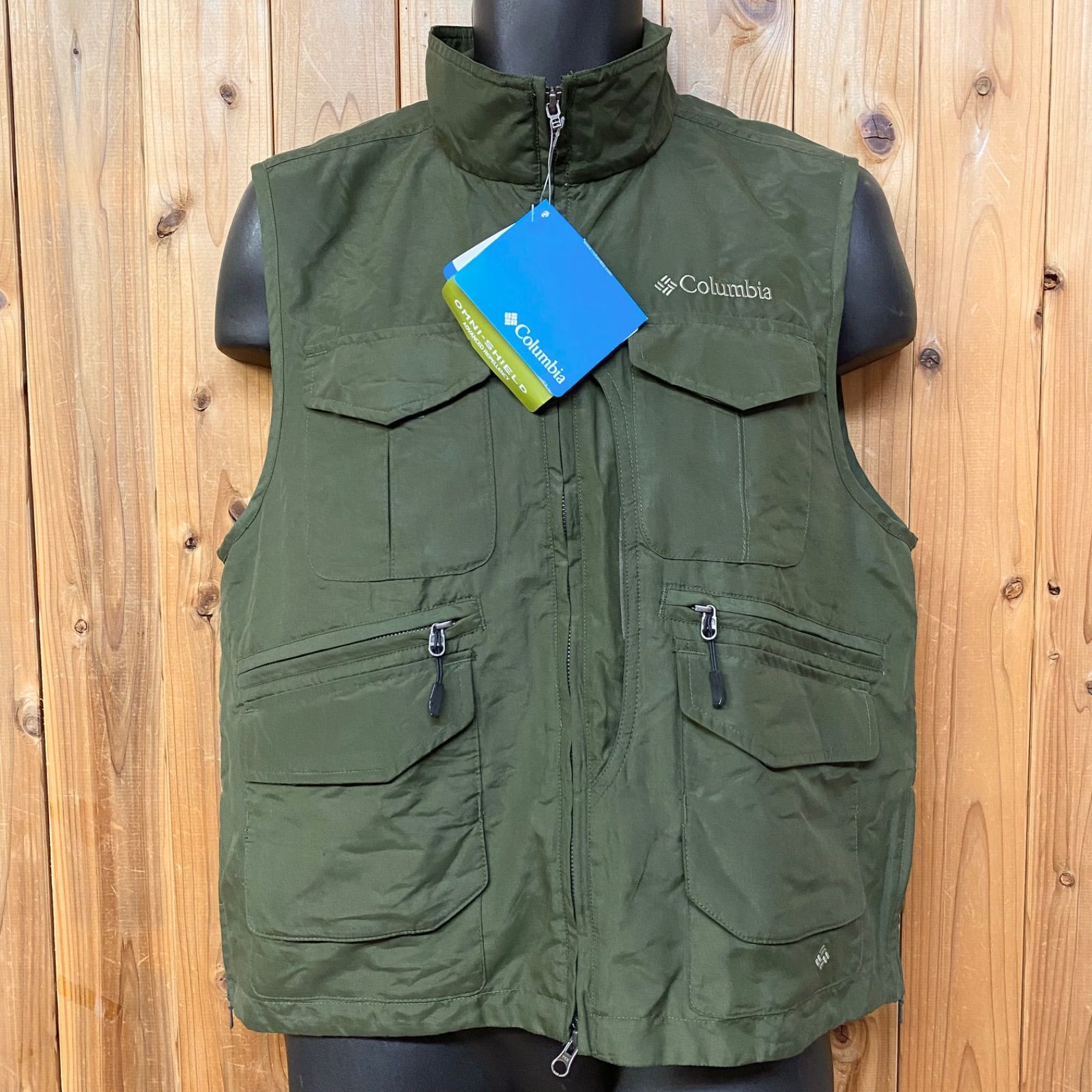 《新品・未使用》 Columbia コロンビア フィッシングベスト アウトドア ヴィドラベスト 2way OMNI-SHIELD オムニシールド カーキ メンズ Sサイズ