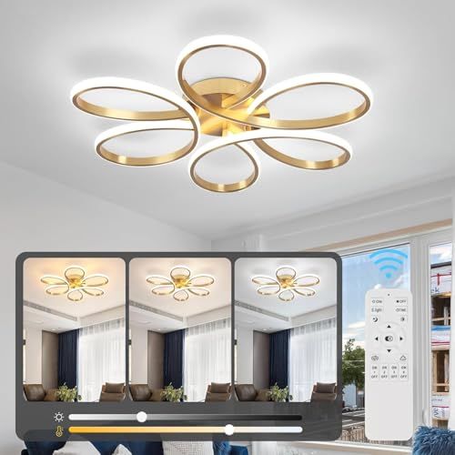 LED シーリングライト 6~14畳 おしゃれ 北欧照明器具 APP遠隔制御/リモコン 無段階調光調色 花の形 天井照明 間接照明 常夜灯 高輝度 インテリア ライト リビング 和室 洋室 寝室 台所 洗面所 省エネ 節電 日本語説明書付 (65*65cm 6