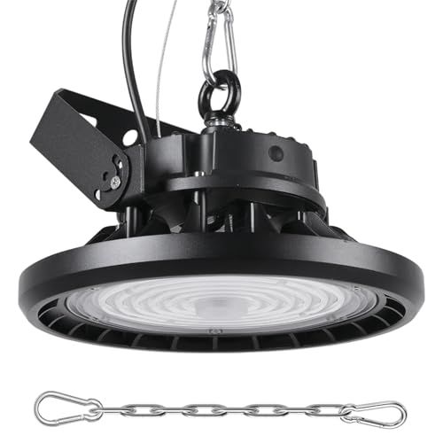 MAGOKORO LED高天井照明 150W 高天井灯 [3M配線プラグ付] 100V 5000K昼白色 24000LM(1500W水銀灯相当）UFO型LEDハイベイライト [3年保証] IP66防水防塵 投光器 掲示板 作業灯 体育館 展覧会 駐車場 運動場