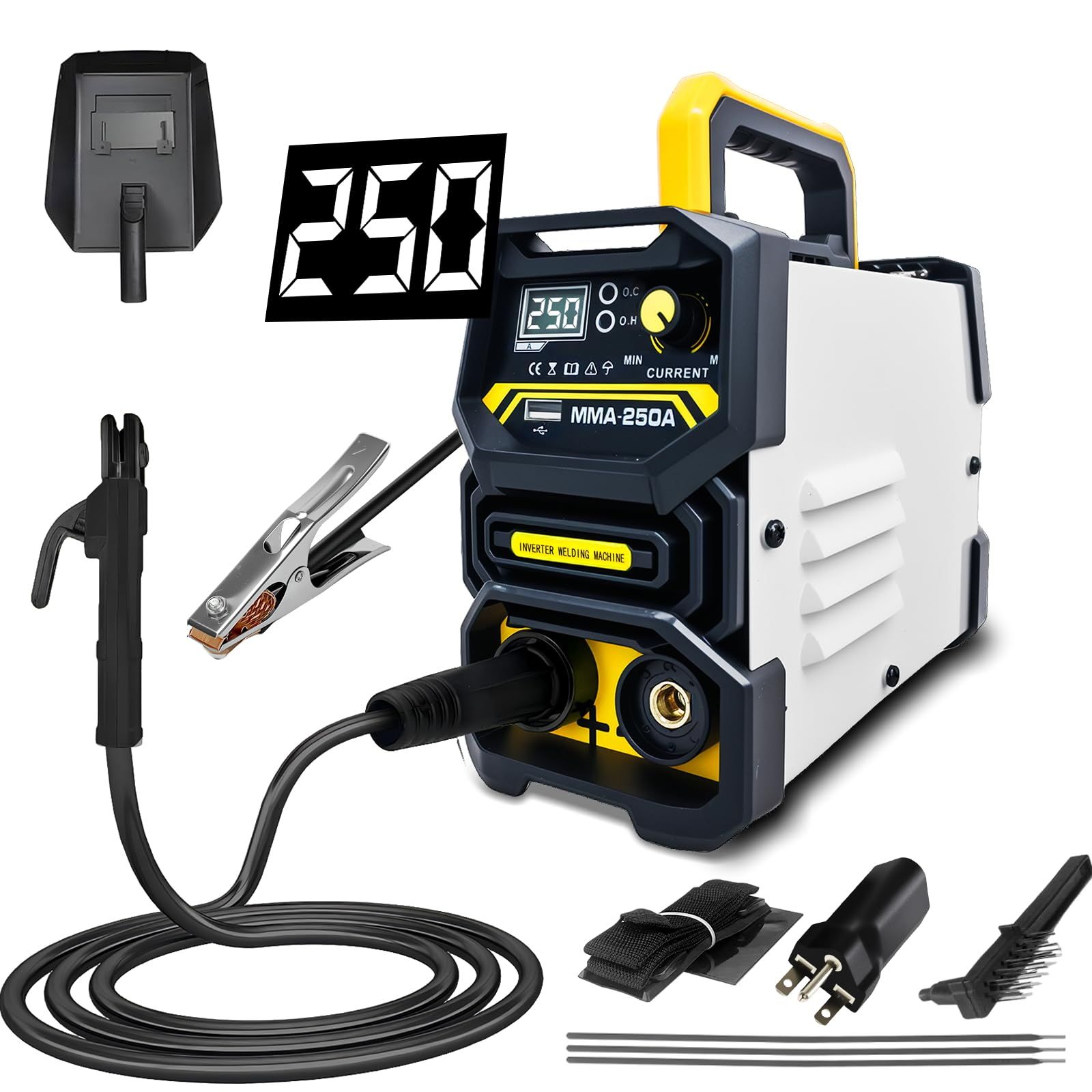 N★【ＭMA-250A溶接機】100V/200V兼用溶接機 MMA・Lift TIG アーク溶接機 1台2役電気溶接機 ホットスタート定格使用率60％ IGBTインバーター電流調整 電圧自動調整 LED液晶表示 小型 軽量 家庭用溶接機 日本 85612205