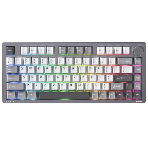 【PHILIPSゲーミングキーボード】【国内正規品】 メカニカルキーボード 75%配列 81キー ガスケットマウントCNCアルミケース 3モード接続 コットンキャンディ軸 PBTキーキャップ RGBバックライト アチュエーションポイント調整 Mac/WinJu