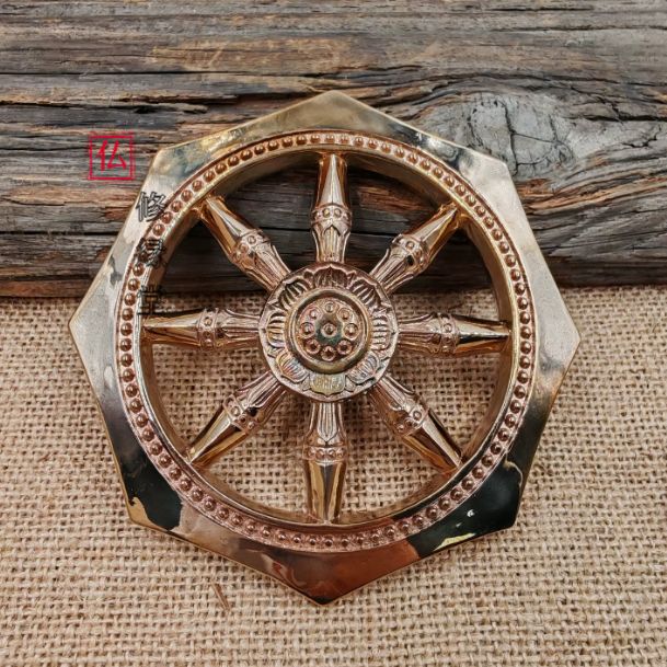 【修縁堂】仏教美術品 八角幅輪 法輪 置物 工芸品