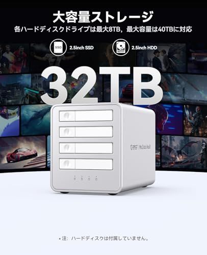 ORICO オールフラッシュ SSDケース 4台 8TB*5 RAIDケース アルミ合金制